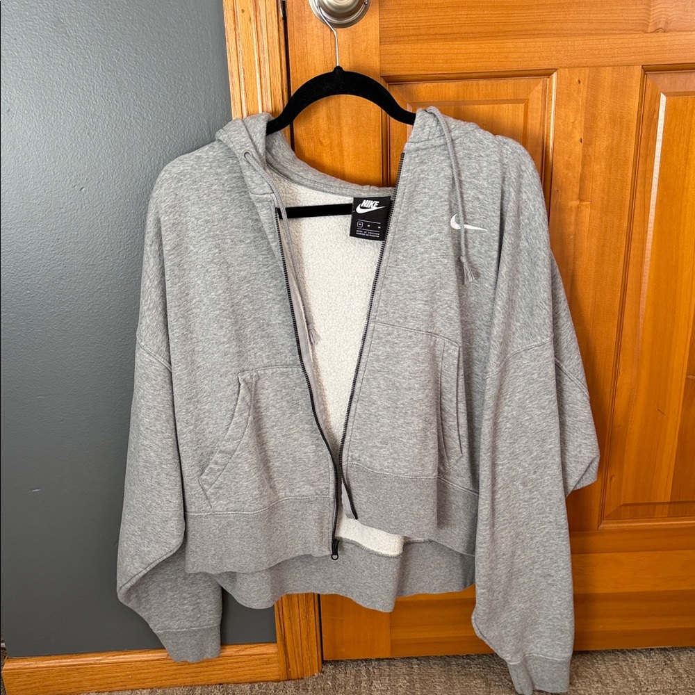 Nike Heather Gray Hoodie with Zip Closure